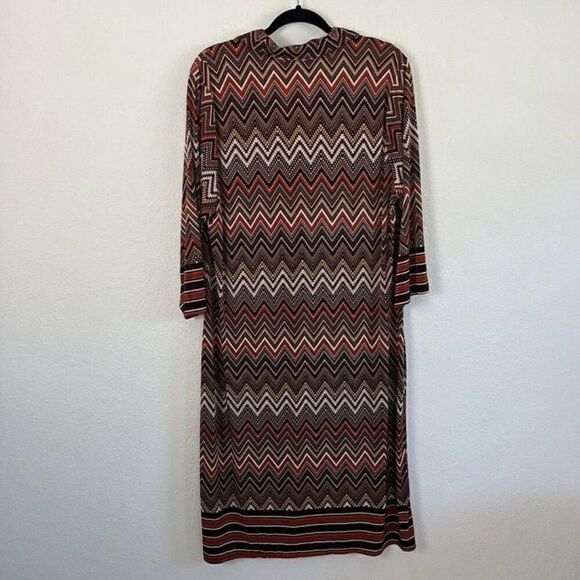 Mlle Gabrielle Womens Shift Retro Zig Zag Midi Dress Women Plus Size 3X Chevron - Picture 2 of 12